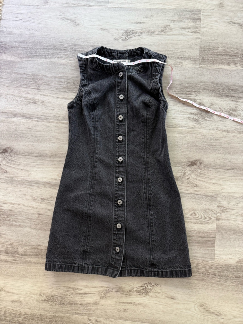 Abercrombie & Fitch Black Button-Front Denim Dress